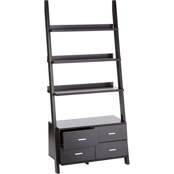 Bowery Hill 4 Shelf Ladder Bookcase in Cappuccino