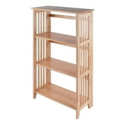 Bowery Hill 4-Tier Transitional Wood Folding Bookcase in Natural
