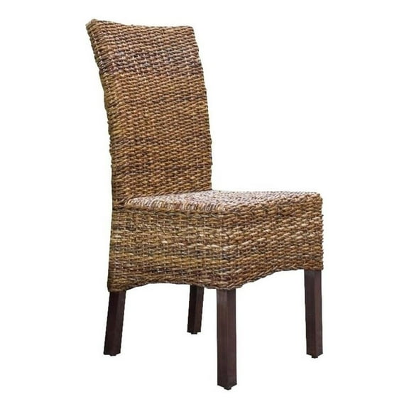 Bowery Hill 38"H Country Wicker / Rattan Dining Chair in Mahogany Brown