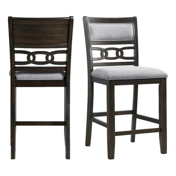 Bowery Hill 40"H Transitional Wood Counter Side Chair in Walnut (Set of 2)