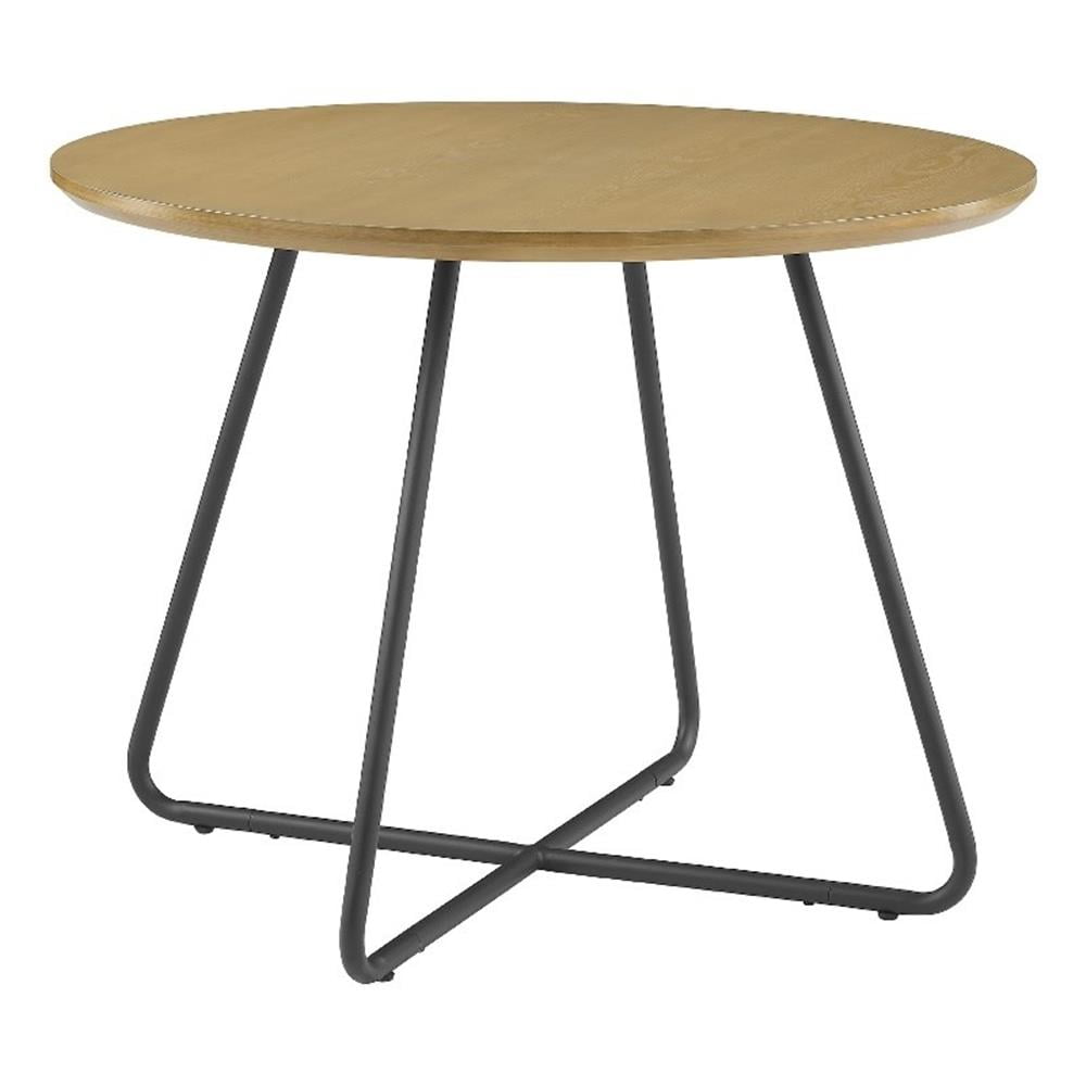 Bowery Hill 40" Modern Veneer and Metal Round Dining Table in English Oak
