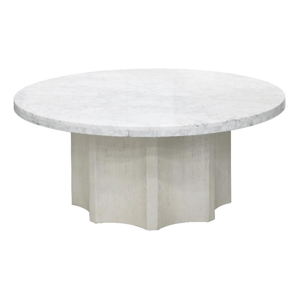 Gray and White Round Marble Top Coffee Table with Storage