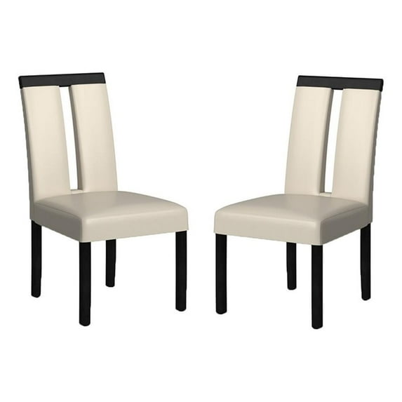 Bowery Hill 42"H Contemporary Faux Leather Dining Chair in White (Set of 2)