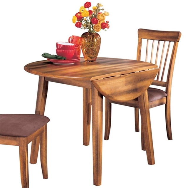 Bowery Hill 42" Round Drop Leaf Dining Table, Rustic Brown, Wood, Seats 4 - Walmart.com