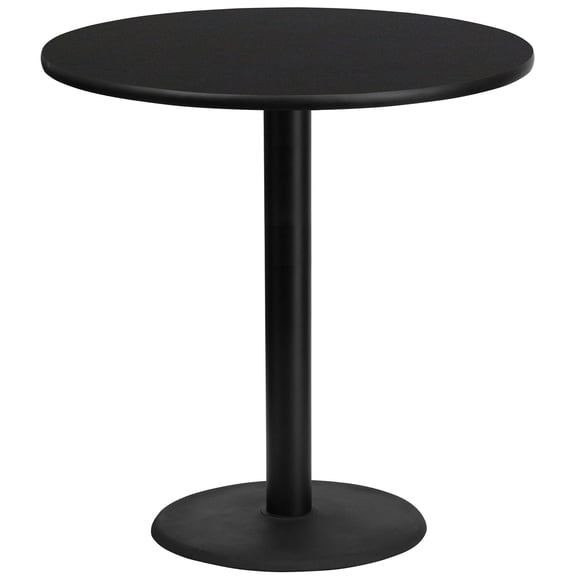 Bowery Hill 42" Round Restaurant Bar Table in Black and Mahogany