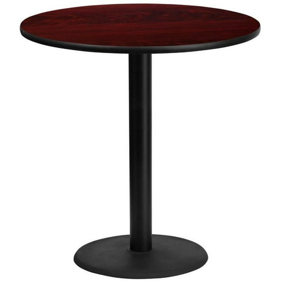 Bowery Hill 42" Round Restaurant Bar Table in Black and Mahogany