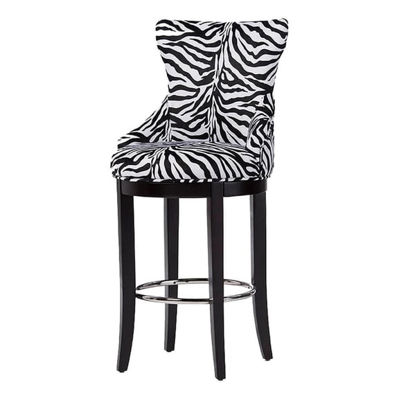 Bowery Hill 45.63"H Contemporary Fabric Upholstered Bar Stool in Black/White