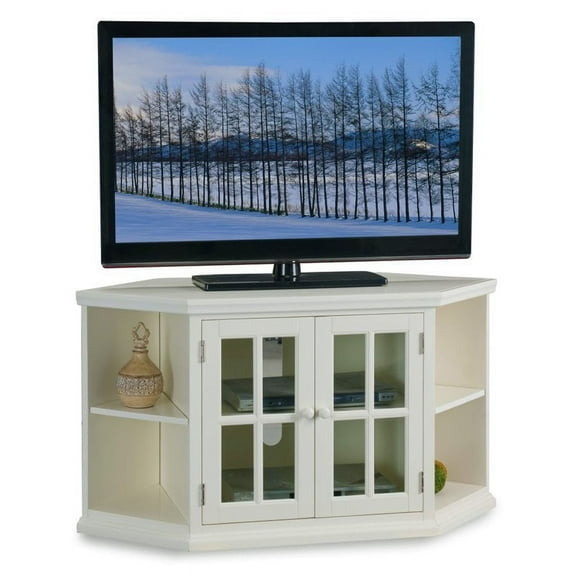 Bowery Hill 46" Corner TV Stand with Bookcases in White