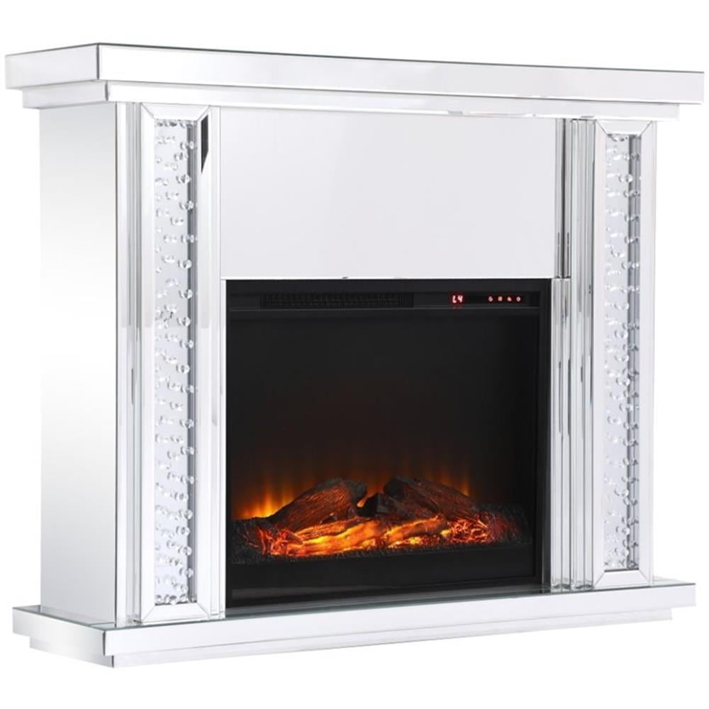 Bowery Hill MDF Clear Electric Fireplace Mantle Rectangular Adjustable LED 47.5" Unassembled
