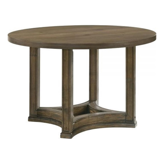 Bowery Hill 47" Dining Table Round Tabletop Rubberwood in Weathered Oak