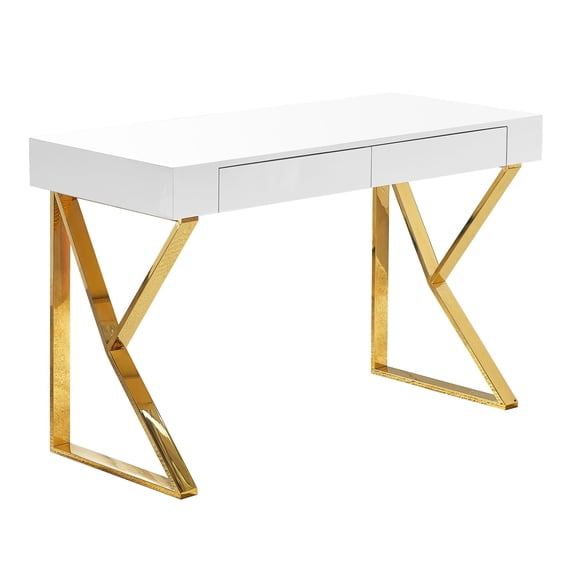 Bowery Hill 47" Modern Wood Computer Desk in Gold