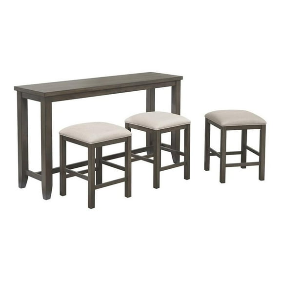 Bowery Hill 4PC 65" Rectangular Narrow Wood Pub Set in Gray Finish