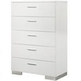 thumbnail image 1 of Bowery Hill 5 Drawer Chest in Glossy White and Silver, 1 of 3