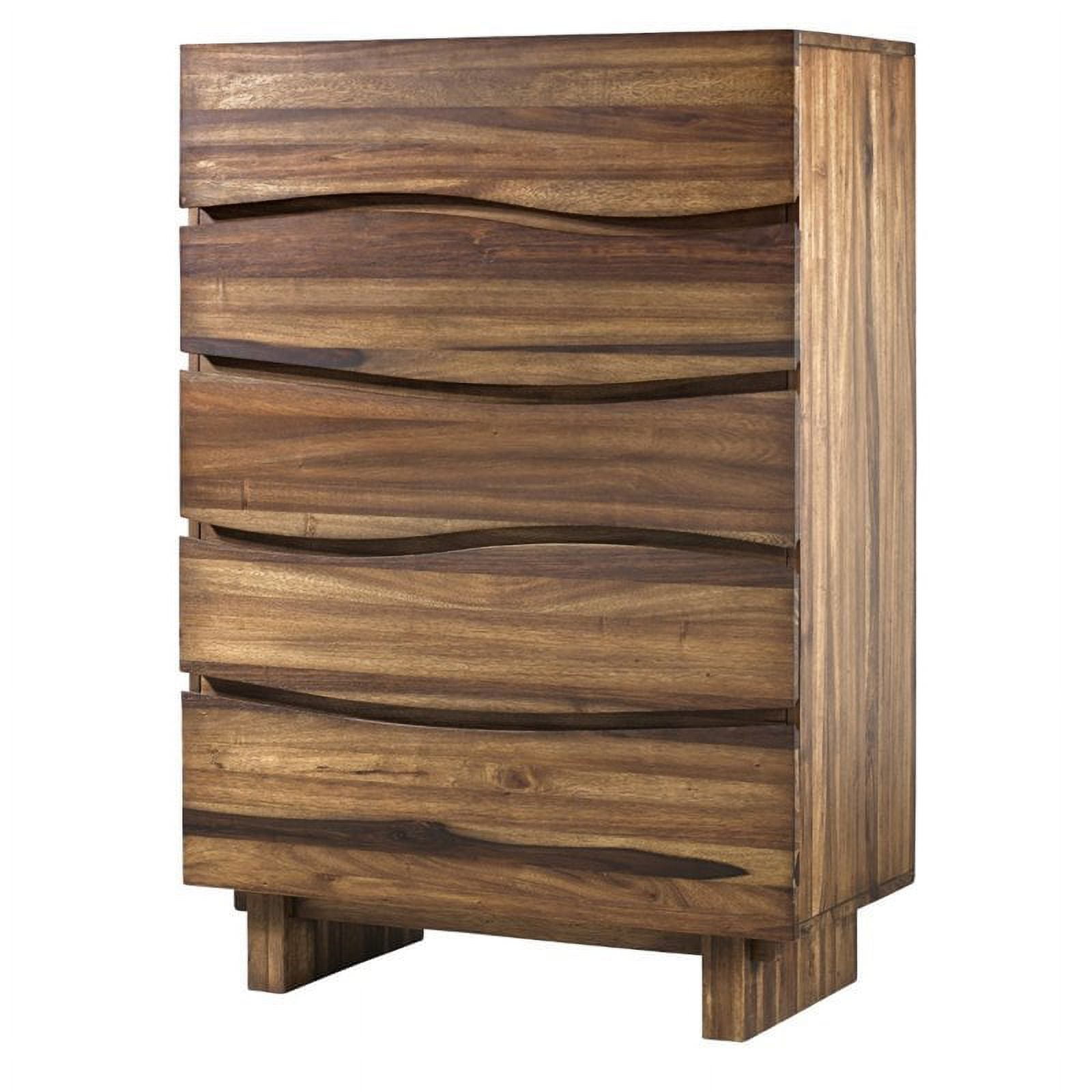 Bowery Hill 5 Drawer Solid Wood Chest in Natural Sengon Walmart