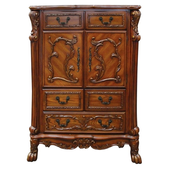 Bowery Hill 5-Drawer Wood Chest in Cherry Oak