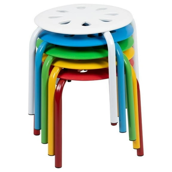 Bowery Hill 5 Piece 11.5" Plastic Multicolored Nesting Stack Stool Set