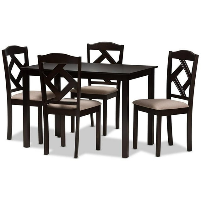Bowery Hill 5 Piece Dining Set in Beige and Dark Brown