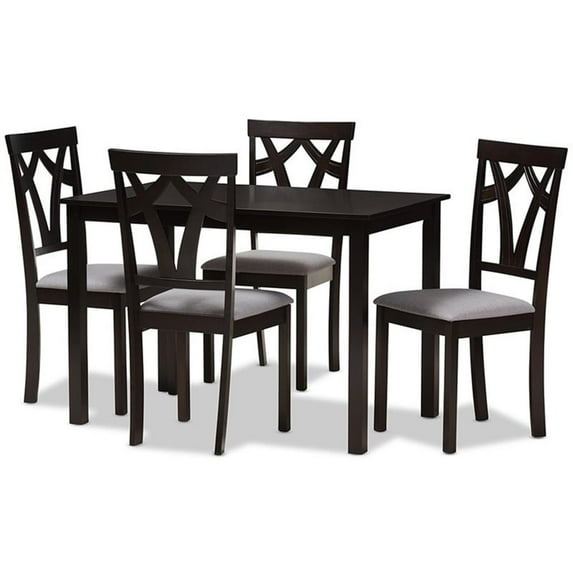 Bowery Hill 5 Piece Dining Set in Gray and Dark Brown