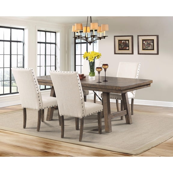 Bowery Hill 5 Piece Dining Set with Removable Leaf in Smokey Walnut