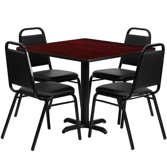 Bowery Hill 5 Piece Laminate Table Set in Mahogany and Black
