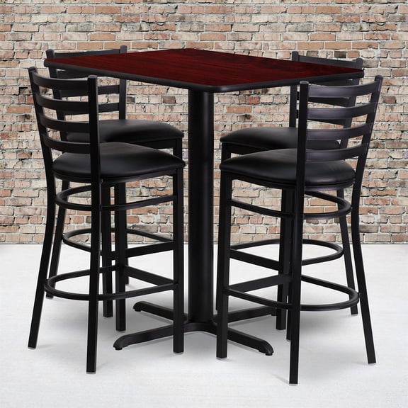 Bowery Hill 5 Piece Rectangular Table Set in Black and Mahogany