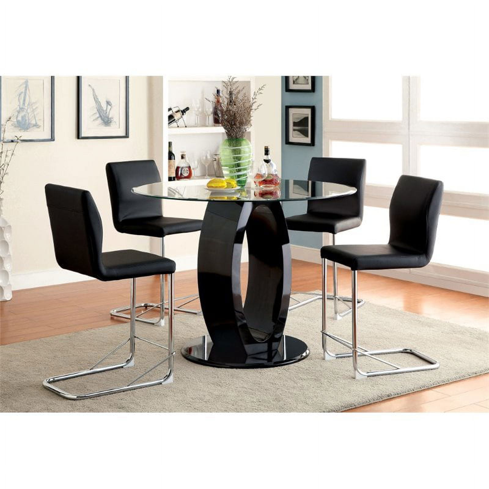 Bowery Hill 5 Piece Wood Round Counter Height Dining Set in Black