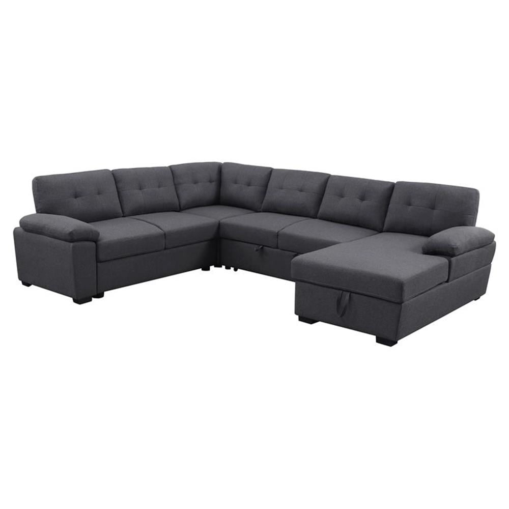 Bowery Hill Apartment Size 5-Seat Fabric Sleeper Sectional Sofa with ...
