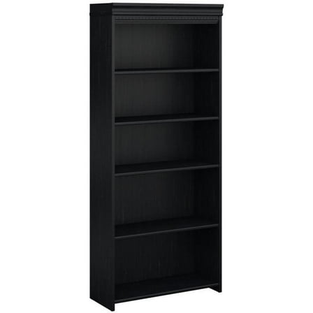 Bowery Hill 5 Shelf Bookcase in Antique Black - Engineered wood