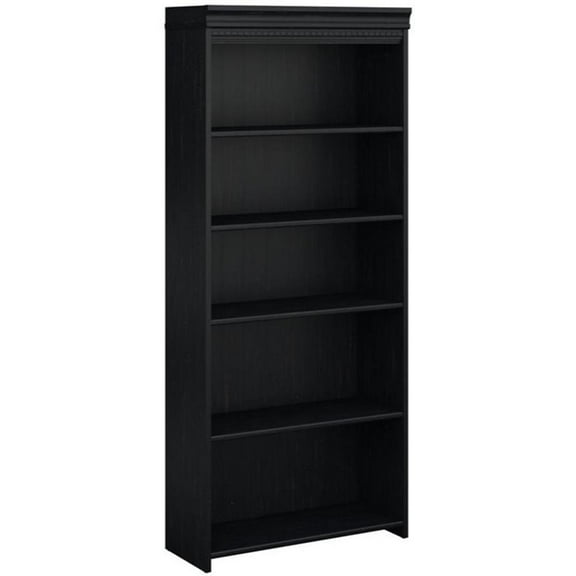 Bowery Hill 5 Shelf Bookcase in Antique Black - Engineered wood