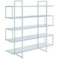 thumbnail image 1 of Bowery Hill 5 Shelf Contemporary Clear Glass Top Bookcase in Chrome, 1 of 5