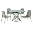 thumbnail image 1 of Bowery Hill 5-piece Round Glass Top Dining Set Chrome and White, 1 of 4