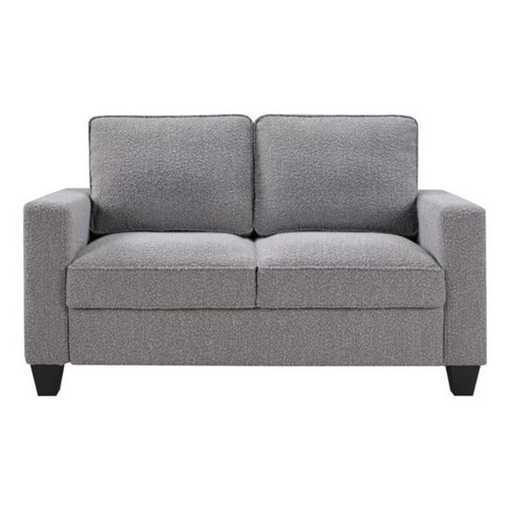 Bowery Hill 57"W Boucle Loveseat Sofa with USB and Side Pockets in Gray