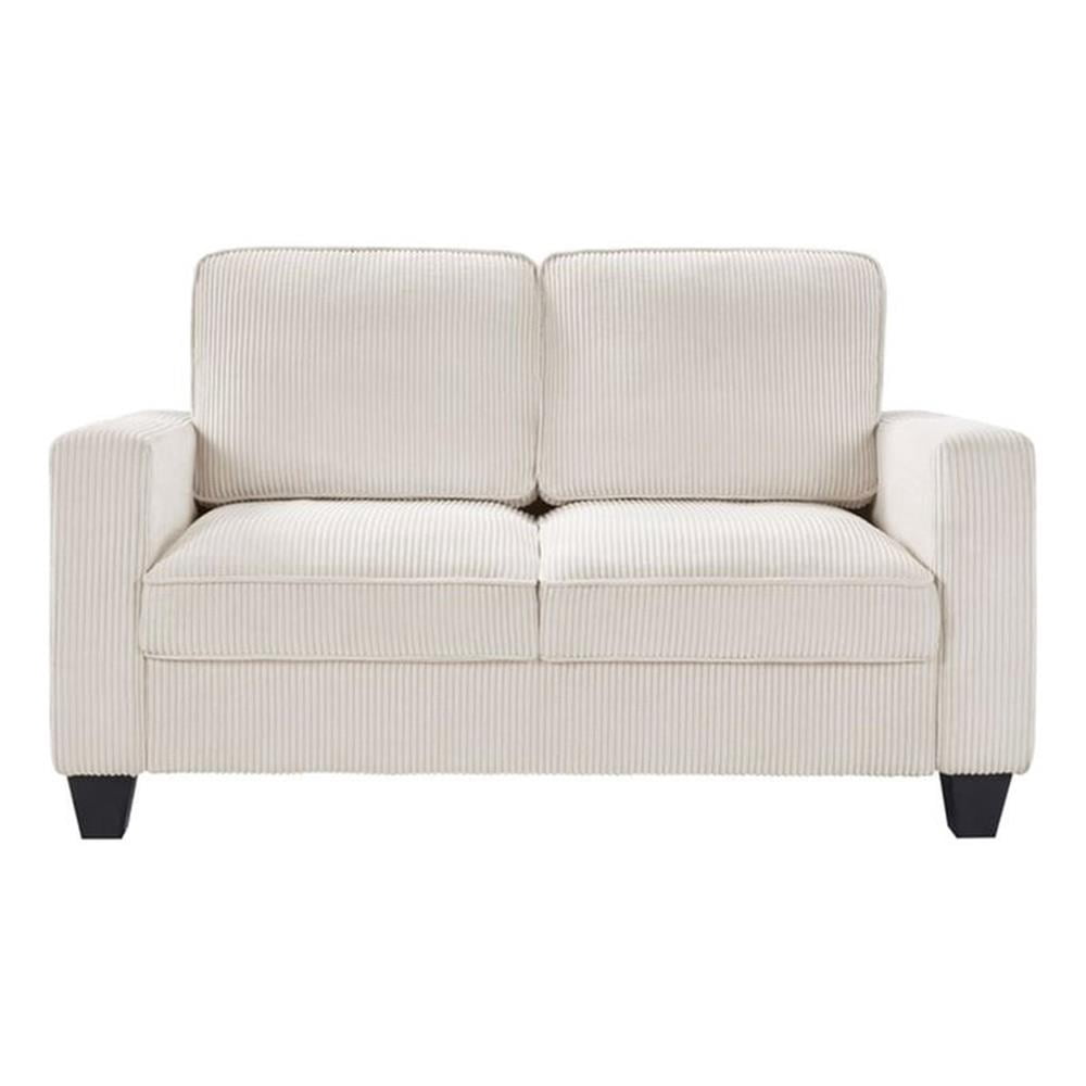 Bowery Hill 57"W Corduroy Loveseat Sofa with USB and Side Pockets in Beige