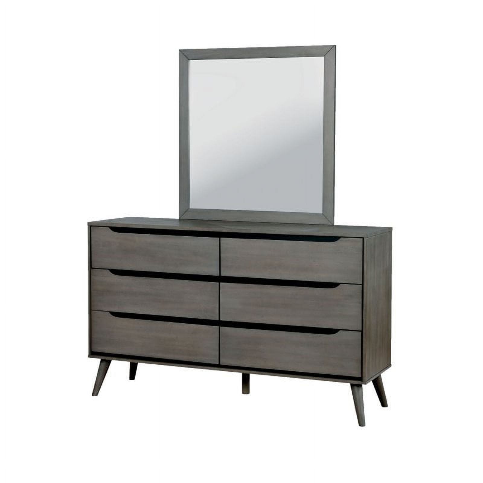 grey dresser with mirror walmart Furniture of America Iden Wood 6-Drawer Dresser with LED Mirror in Gray