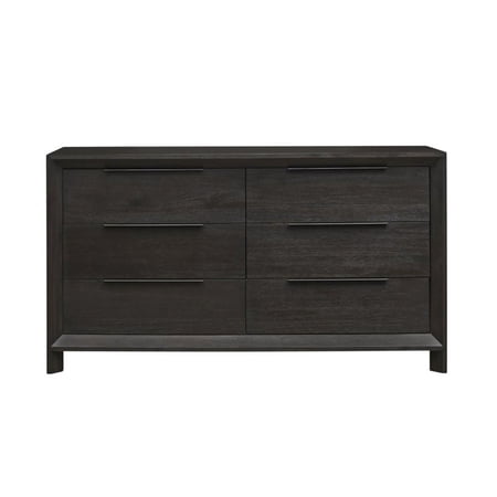 Bowery Hill 6 Drawer Solid Wood Dresser in Basalt Gray