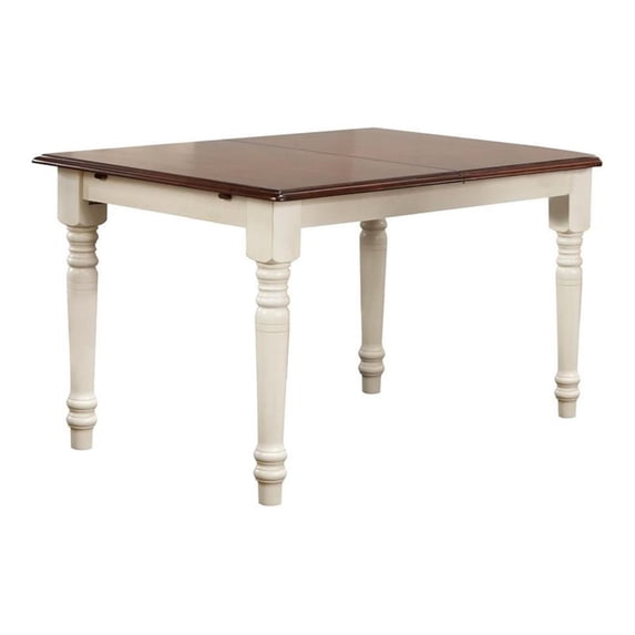 Bowery Hill 60" Extendable Leaf Wood Dining Table in White/Brown