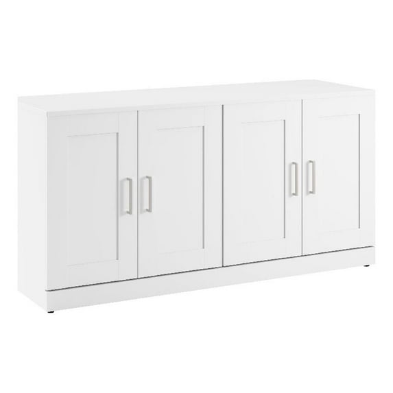 Bowery Hill 60W Bookshelf with Doors in White - Engineered Wood