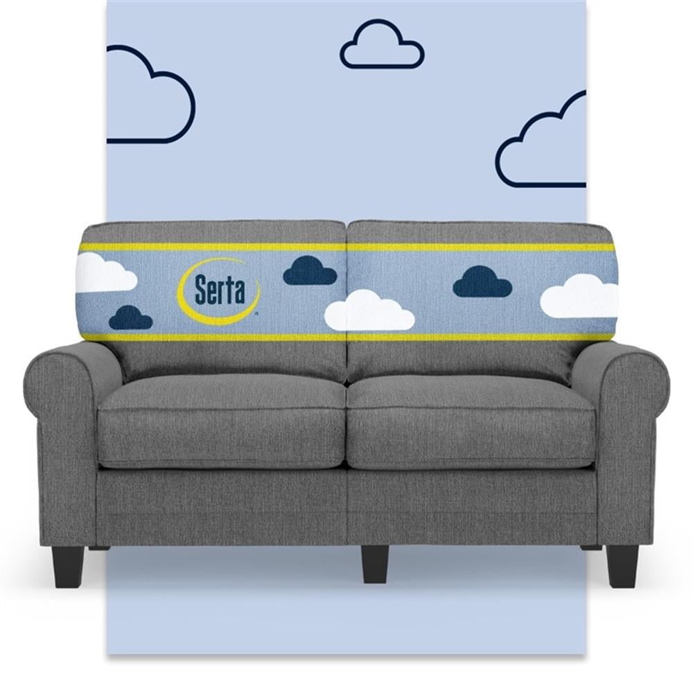 Bowery Hill 61" Rolled Arm Loveseat Sofa with Removable Covers Dark Gray