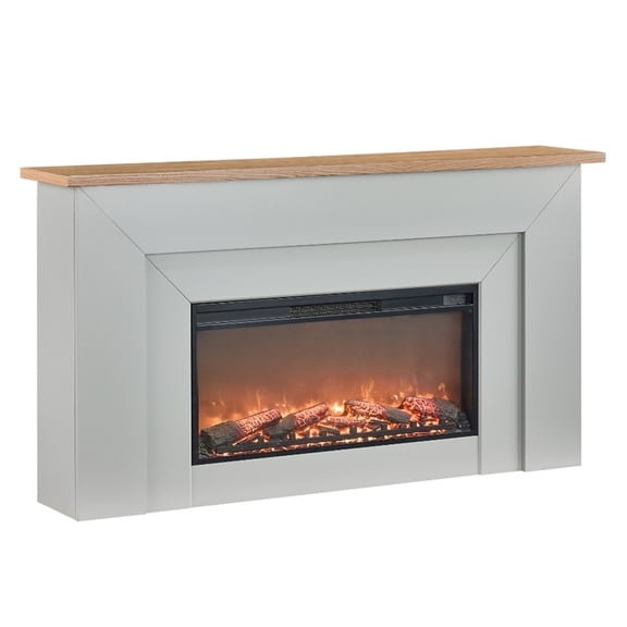 Bowery Hill 64" Wood Landscape Electric Fireplace in Gray