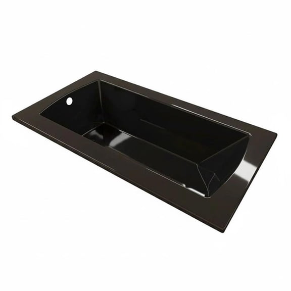 Bowery Hill 66x36 Contemporary Rectangular Acrylic Drop-In Bath tub in Black