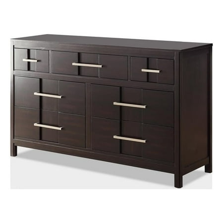 Bowery Hill 7-Drawer Transitional Solid Wood Dresser in Espresso