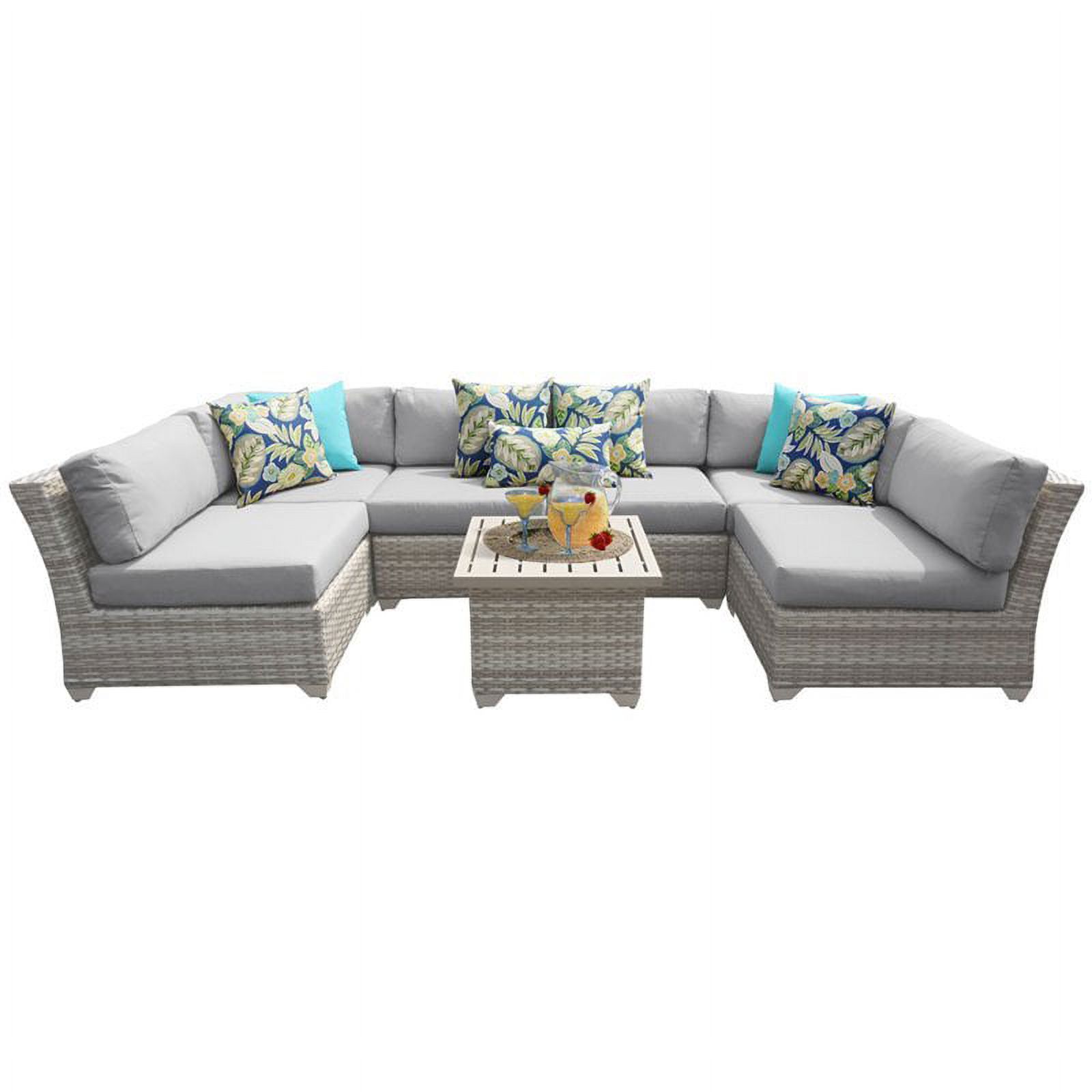 Bowery Hill 7 Piece Patio Wicker Sectional Set in Gray - image 1 of 1