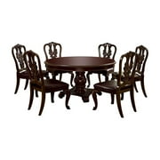 Bowery Hill Wood Brown Dining Set Round Premium Upholstered 60 Unassembled