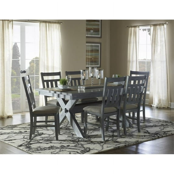 Bowery Hill 7 Piece Wood Dining Set in Gray Oak