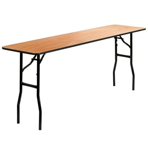Bowery Hill 72" x 18" Wood Top Folding Banquet Table in Natural