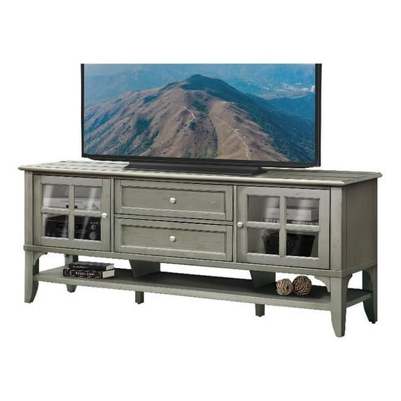 Bowery Hill 76" Traditional Wood TV Console in Vintage Green