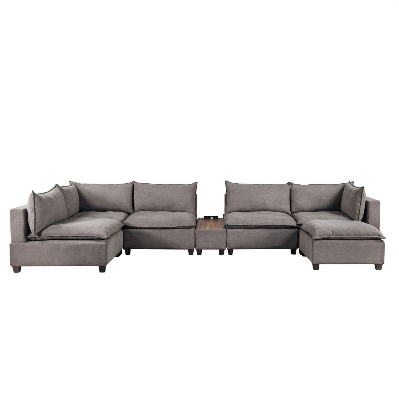 Bowery Hill 7PC Sectional with USB Storage Console in Light Gray