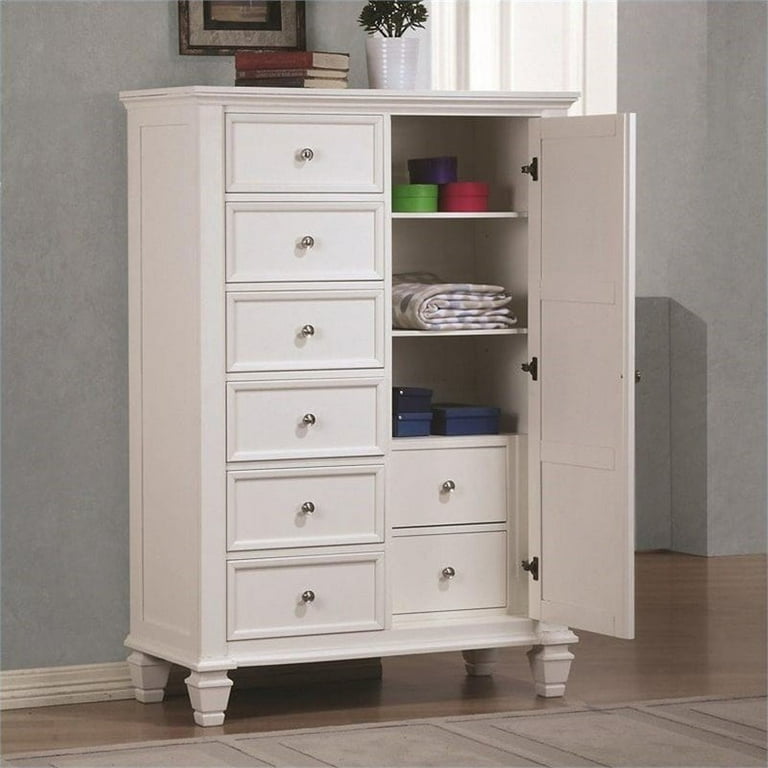 Bowery Hill 8 Drawer Gentleman's Chest in White and Silver