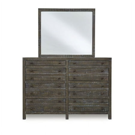 Bowery Hill 8 Drawer Solid Wood Dresser in Gunmetal
