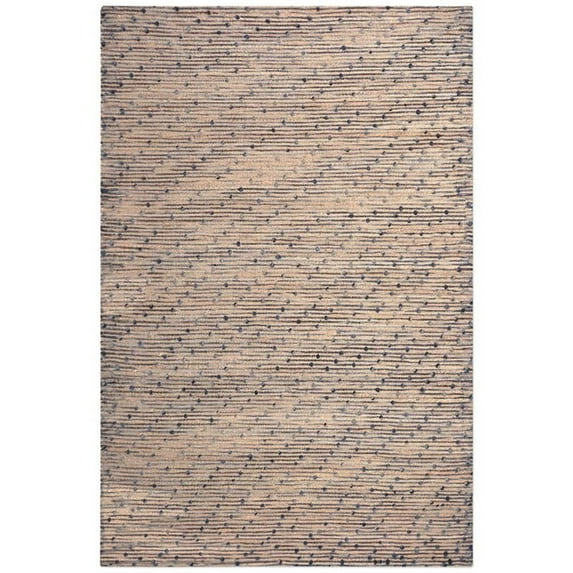 Bowery Hill 9' x 12' Hand Woven Wool Rug in Navy Blue and Natural